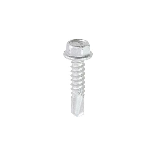 TIMCO Metal Construction Light Section Screws - Hex - Self-Drilling - Bi-Metal - Exterior - Silver Organic (5.5 x 25, Box of 100)