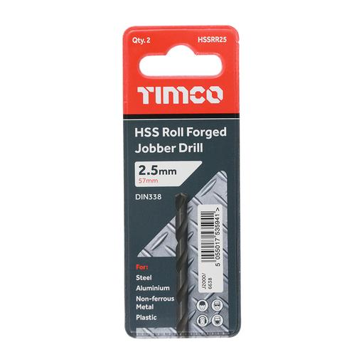 TIMCO Roll Forged Jobber Drills - HSS (2.5mm, Tube of 10)