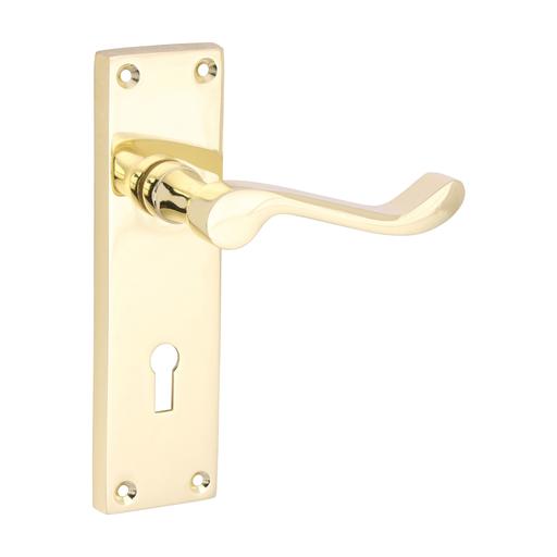 TIMCO Victorian Scroll Lock Handles - Polished Brass (152 x 42, Blister Pack of 1)