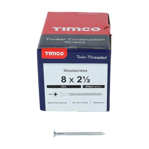 TIMco Twin-Thread Woodscrews - PZ - Double Countersunk - Zinc 4.0x60mm