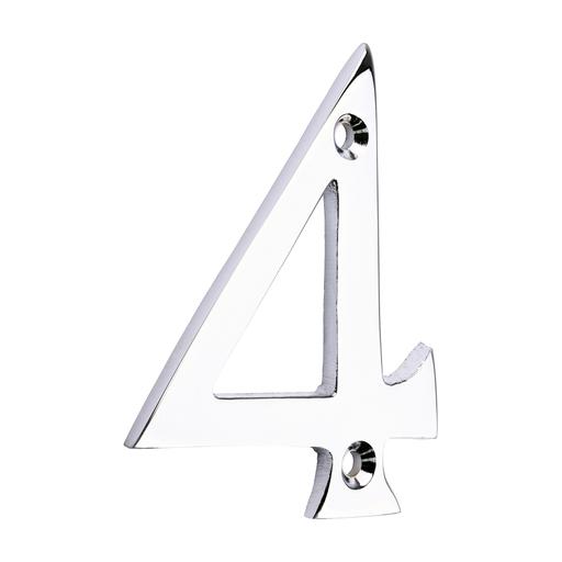 TIMCO Door Numeral 4 - Polished Chrome (75mm, TIMpac of 1)