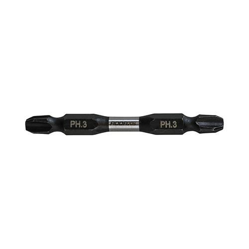 TIMCO Impact Driver Bits - PH - Double Ended (No.3 x 65, Blister Pack of 2)