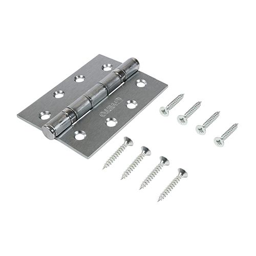 TIMCO Twin Ball Bearing Hinges - Steel - Satin Chrome (102 x 76, Box of 1)