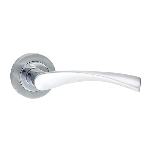 TIMCO Edleston Lever On Rose Handles - Polished & Satin Chrome (51mm, Blister Pack of 1)