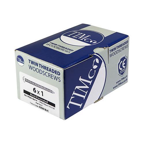 TIMCO Blackjax Woodscrews - PZ - Round - Black Organic (6 x 3/4, Box of 200)