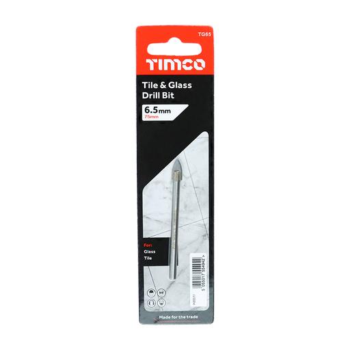 TIMCO TCT Arrow Head Tile & Glass Bit (6.5mm, Blister Pack of 1)