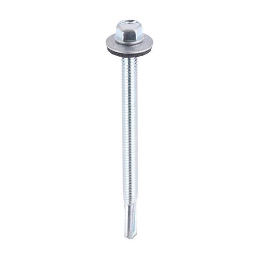 TIMCO Metal Construction Heavy Section Screws - Hex - Epdm Washer - Self-Drilling - Zinc (5.5 x 80, Bag of 100)
