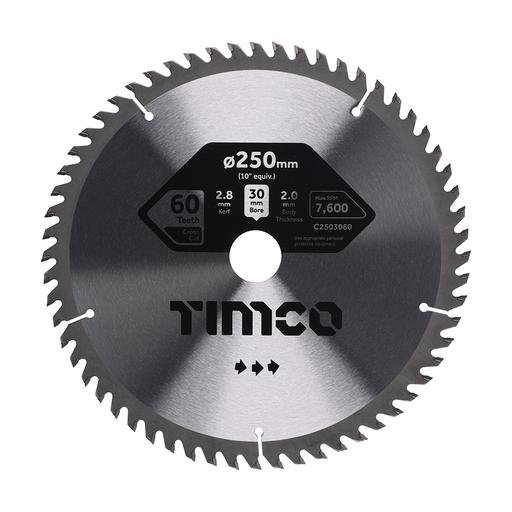 TIMCO Circular Saw Blade - Trimming/Crosscut - Medium/Fine (250 x 30 x 60T, Clamshell of 1)