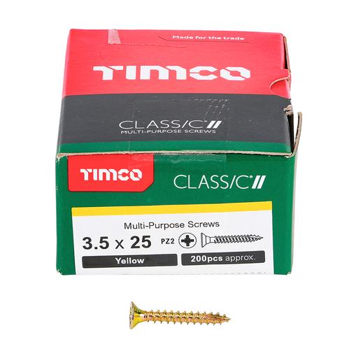 TIMco Classic Multi-Purpose Screws - PZ - Double Countersunk - Yellow 3.5x25mm