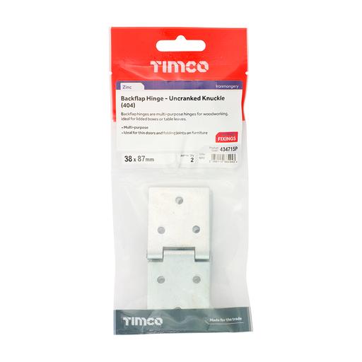 TIMCO Backflap Hinge - Uncranked Knuckle (404) - Zinc (38 x 87, TIMpac of 1)