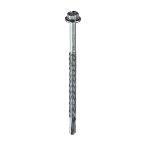TIMCO Metal Construction Heavy Section Screws - Hex - Self-Drilling - Exterior - Silver Organic (5.5 x 100, Box of 100)