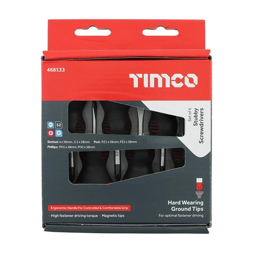 TIMCO Stubby Screwdriver Set (6pcs, Box of 6)