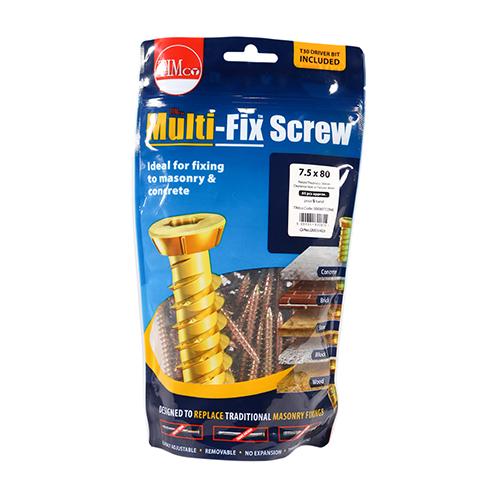 TIMCO Concrete Screws - TX - Flat Countersunk - Yellow (7.5 x 80, TIMbag of 65)