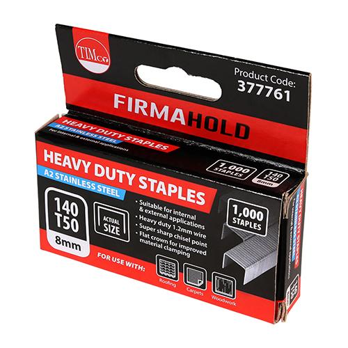 TIMCO Heavy Duty Staples - Chisel Point - A2 Stainless Steel (12mm, Box of 1000)
