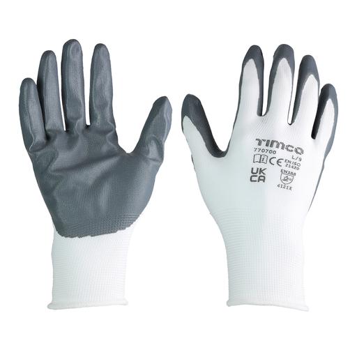 TIMCO Secure Grip Gloves - Smooth Nitrile Foam Coated Polyester - Multi Pack (Large, Bag of 12)