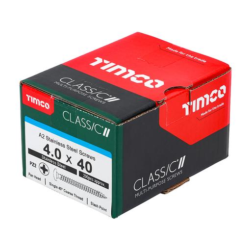 TIMco Classic Multi-Purpose Screws - PZ - Pan Head - Stainless Steel 4.0x40mm