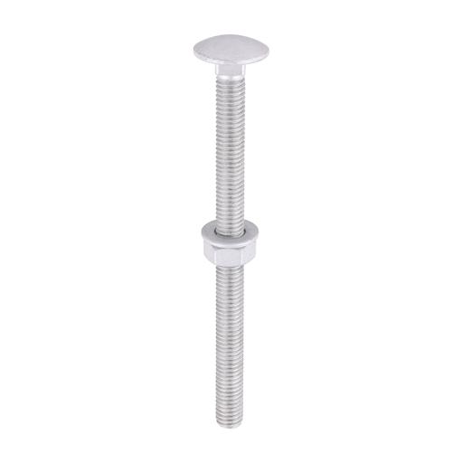 TIMCO Carriage Bolts Hex Nuts & Form A Washers - Dome - Exterior - Silver (M8 x 110, TIMbag of 10)