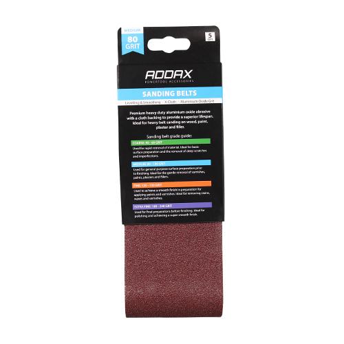 TIMCO Sanding Belts - 80 Grit - Red (75 x 457mm, Pack of 5)