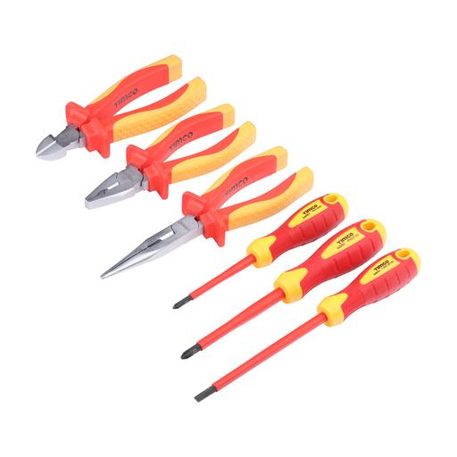 TIMCO Vde Pliers & Screwdriver Set (6pcs, Fabric Case of 6)