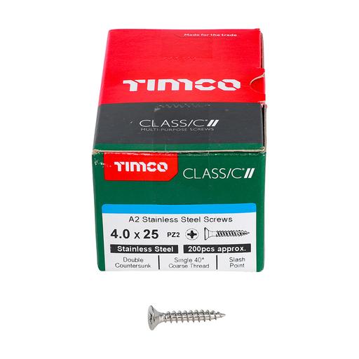TIMco Classic Multi-Purpose Screws - PZ - Double Countersunk - Stainless Steel 4.0x25mm