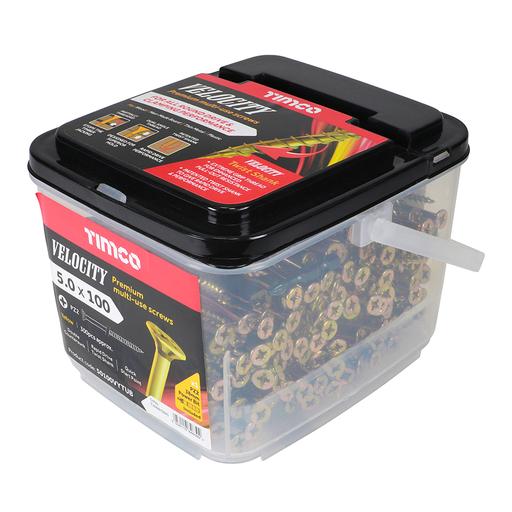 TIMCO Velocity Premium Multi-Use Screws - PZ - Double Countersunk - Yellow (5.0 x 90, Tub of 325)