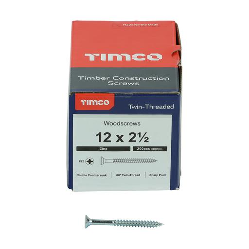 TIMco Twin-Thread Woodscrews - PZ - Double Countersunk - Zinc 6.0x60mm