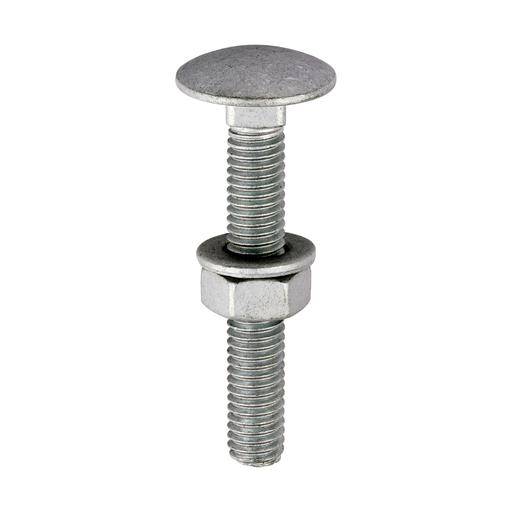 TIMCO Carriage Bolts Hex Nuts & Form A Washers - Dome - Exterior - Silver (M6 x 40, TIMbag of 10)