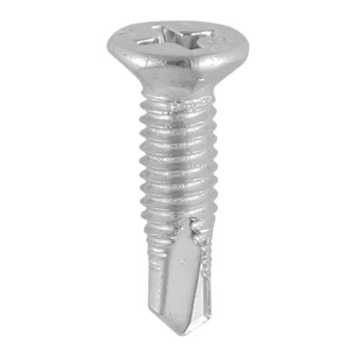 TIMCO Window Fabrication Screws - Countersunk Facet - PH - Metric Thread - Self-Drilling Point - Martensitic Stainless Steel & Silver Organic (M4 x 16, Box of 1000)