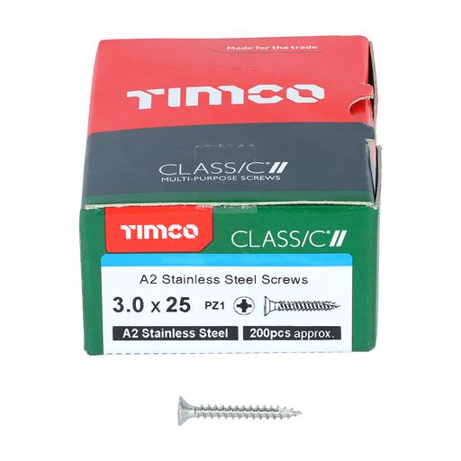 TIMco Classic Multi-Purpose Screws - PZ - Double Countersunk - Stainless Steel 3.0x25mm