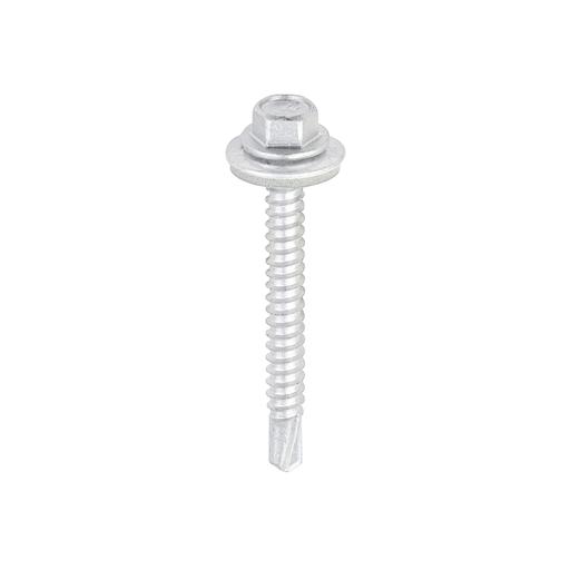 TIMCO Metal Construction Light Section Screws - Hex - Epdm Washer - Self-Drilling - Exterior - Silver Organic (5.5 x 50, Box of 100)
