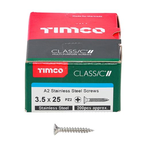 TIMco Classic Multi-Purpose Screws - PZ - Double Countersunk - Stainless Steel 3.5x25mm