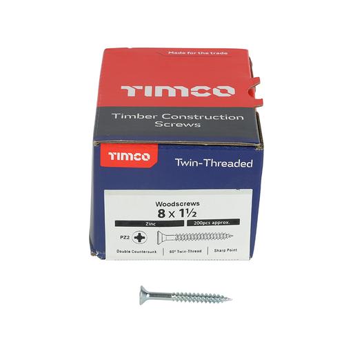 TIMco Twin-Thread Woodscrews - PZ - Double Countersunk - Zinc 4.0x40mm