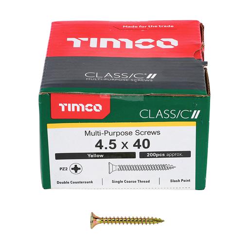 TIMco Classic Multi-Purpose Screws - PZ - Double Countersunk - Yellow 4.5x40mm