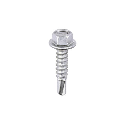 TIMCO Metal Construction Light Section Screws - Hex - Self-Drilling - Exterior - Silver Organic (5.5 x 25, Box of 100)
