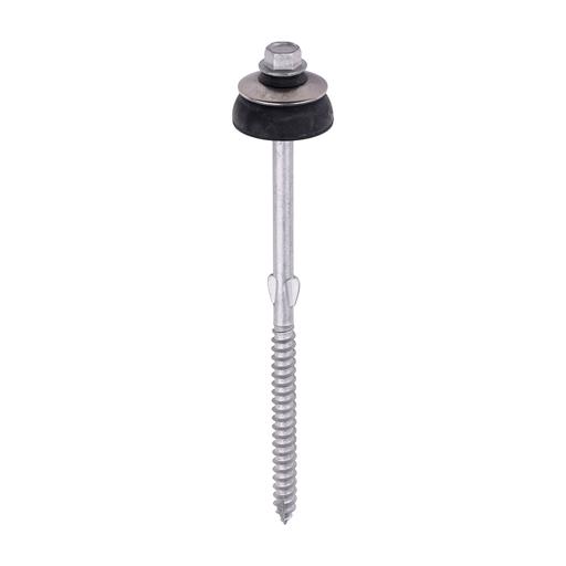 TIMCO Metal Construction Fibre Cement Board To Light Section Screws - Hex - Baz Washer - Slash Point - Exterior - Silver Organic (6.3 x 130, Box of 50)