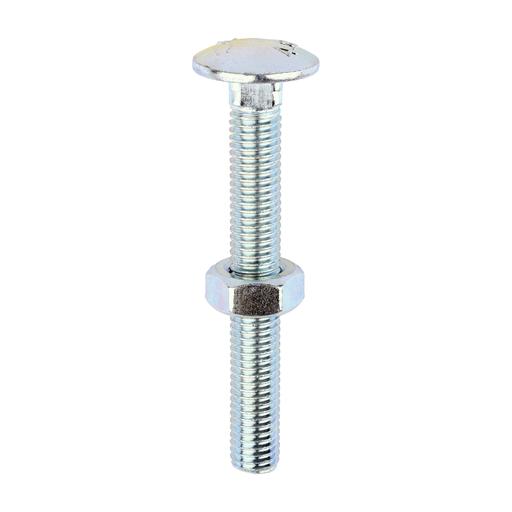 TIMCO Carriage Bolts & Hex Nuts - Zinc (M10 x 80, Box of 50)