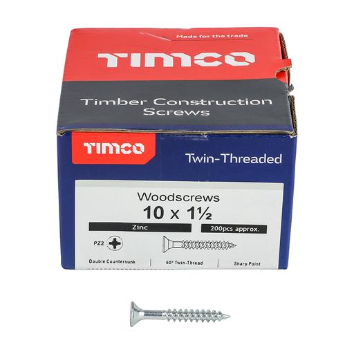 TIMco Twin-Thread Woodscrews - PZ - Double Countersunk - Zinc 5.0x40mm