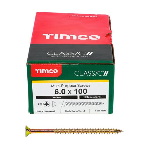 TIMco Classic Multi-Purpose Screws - PZ - Double Countersunk - Yellow 6.0x100mm