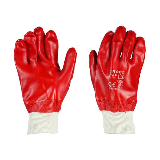 TIMCO Pvc Gloves - Pvc Coated Cotton Interlock (X Large, Backing Card of 1)