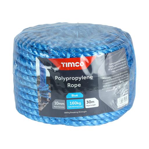TIMCO Polypropylene Rope - Blue - Coil (10mm x 30m, Unit of 1)