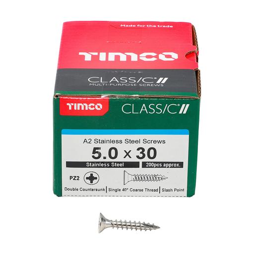 TIMco Classic Multi-Purpose Screws - PZ - Double Countersunk - Stainless Steel 5.0x30mm