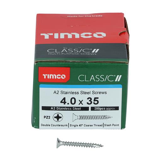 TIMco Classic Multi-Purpose Screws - PZ - Double Countersunk - Stainless Steel 4.0x35mm