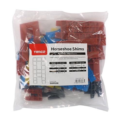 TIMCO Assorted Horseshoe Shims (1.0, 3.0, 5.0, 6.0mm, Bag of 100)