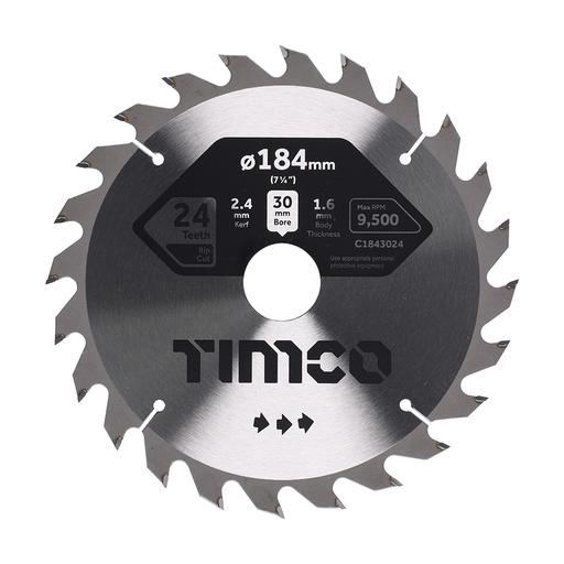 TIMCO Circular Saw Blade - General Purpose - Coarse/Medium (184 x 30 x 24T, Clamshell of 1)