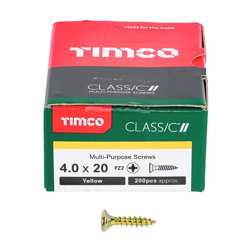 TIMco Classic Multi-Purpose Screws - PZ - Double Countersunk - Yellow 4.0x20mm