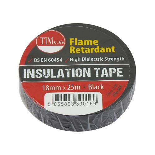 TIMCO Pvc Insulation Tape - Black (25m x 18mm, Roll Pack of 10)