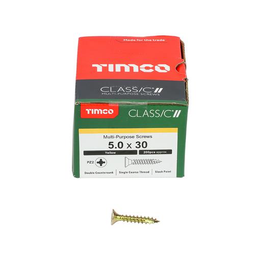 TIMco Classic Multi-Purpose Screws - PZ - Double Countersunk - Yellow 5.0x30mm