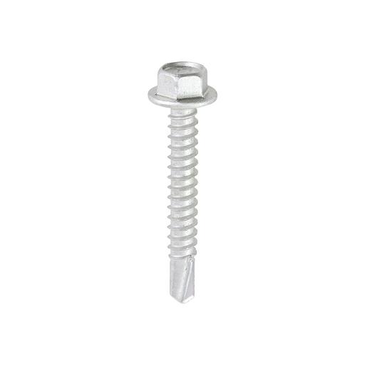 TIMCO Metal Construction Light Section Screws - Hex - Self-Drilling - Exterior - Silver Organic (5.5 x 38, Box of 100)