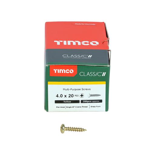 TIMco Classic Multi-Purpose Screws - PZ - Pan Head - Yellow 4.0x20mm