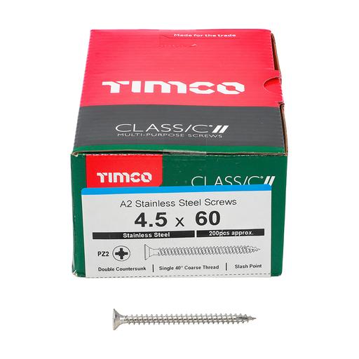 TIMco Classic Multi-Purpose Screws - PZ - Double Countersunk - Stainless Steel 4.5x60mm